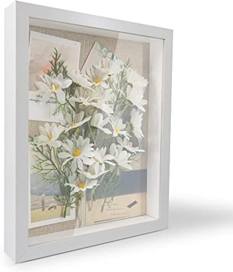 Witte 3D Fotolijst Schaduwbox 11x14 cm voor Wand of Bureau Perfect voor Memorabilia Foto's en Medailles
