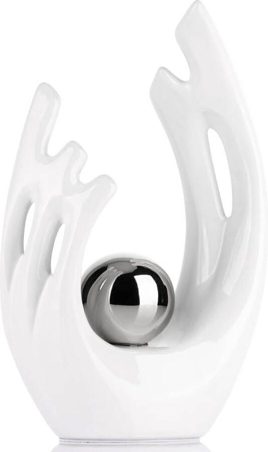 Witte abstracte keramische beelden en sculpturen witte en zilveren keramische kunstbeelden moderne woondecoratie voor woonkamer eettafel salontafel plank entree desktopsculptuur voor thuis woondecoratie