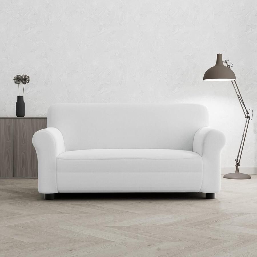 Witte Bi-elastische Bankovertrek voor 2-zitsbank Bescherm en Verfraai je Meubels