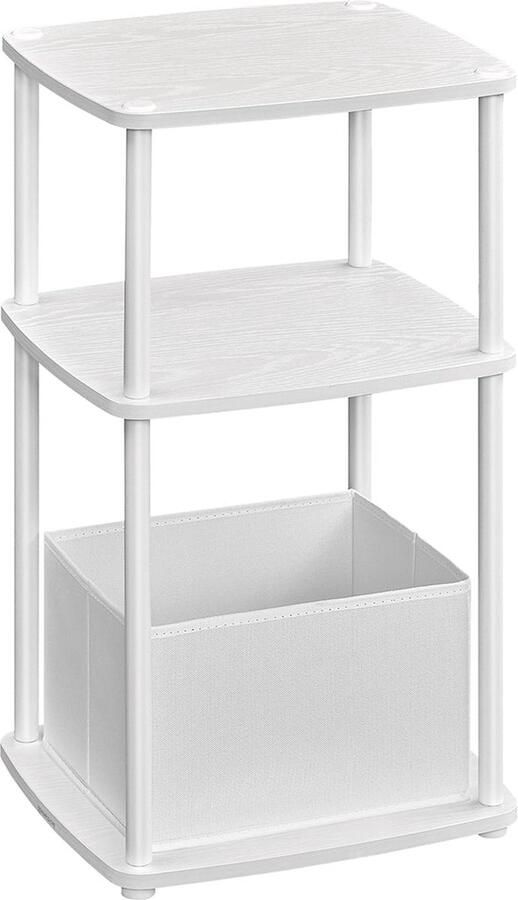 Rootz Living Rootz Bijzettafel met 3 Planken Sneeuwwitje Spaanplaat Stalen Constructie Stoffen Mand 30cm x 34cm x 58cm Oxford Doek 3 7kg
