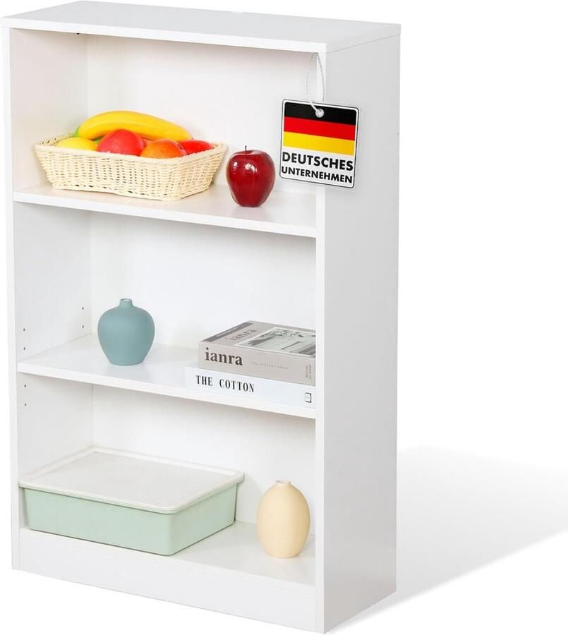 Witte Boekenkast met 3 Vakken Ruimtebesparend Kubusrek voor Kinderkamer Woonkamer en Kantoor