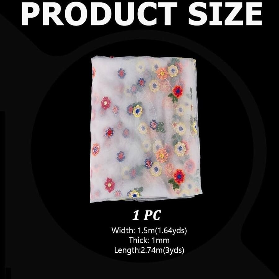 Witte Borduurwerk Daisy Tafelloper Lente Zomer Decoratie 3 Yards Zachte Tule