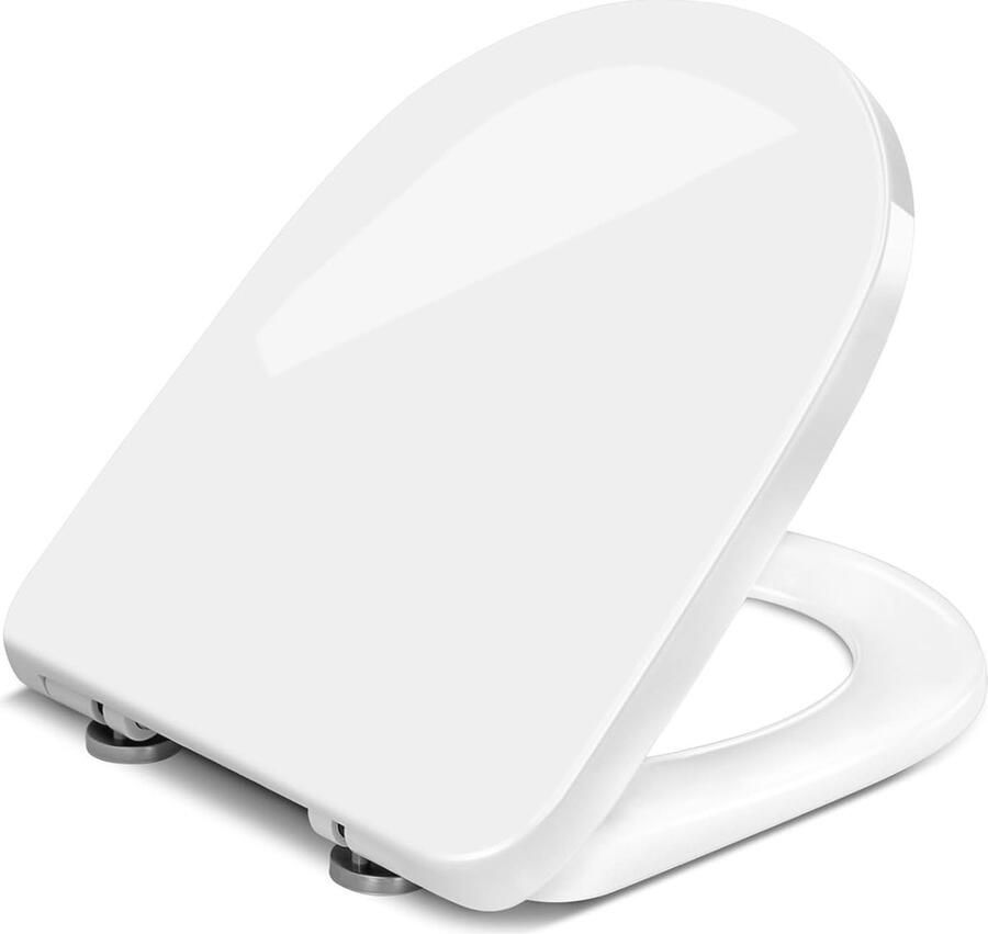 Witte D-vormige toiletbril met Softclose en Quick Release Hoogwaardige antibacteriële en waterdichte toiletdeksel