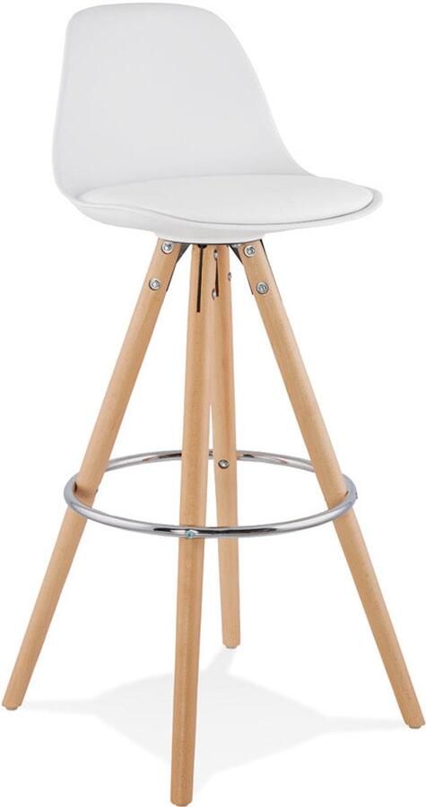 Witte Designbarkruk Modern Kruk Metalen Voetsteun Gewatteerde Zitting voor Comfort