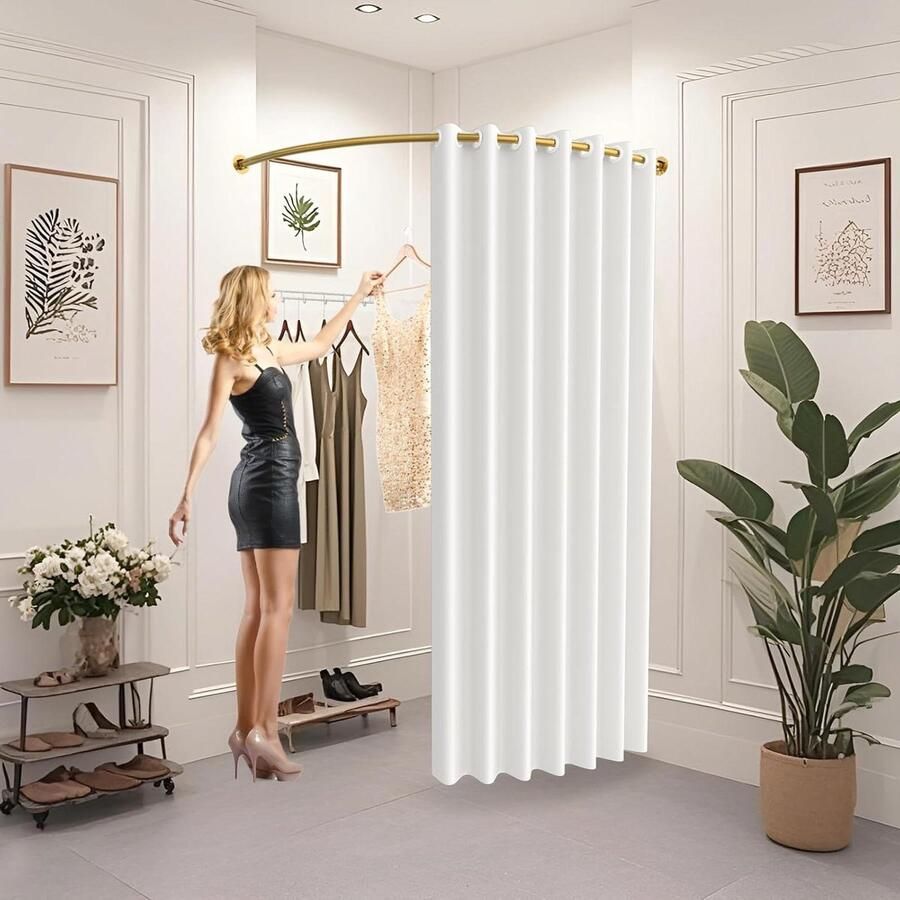 Witte draagbare kledingkast C-vormige rail wandmontage dressing voor winkelcentrum kantoor en slaapkamer