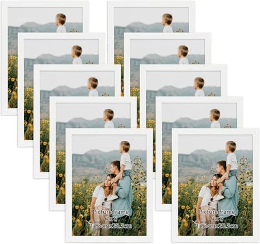 Witte Fotolijst 15 x 20 cm 10 Stuks voor Wand en Tafel