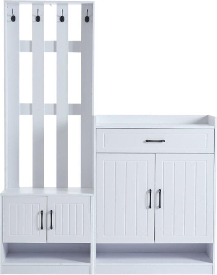 Witte garderobekastset 140 6 x 32 x 180 cm halkastpaneel + schoenenkasten mat halmeubel haldroogrek halkast schoenenverschoonset