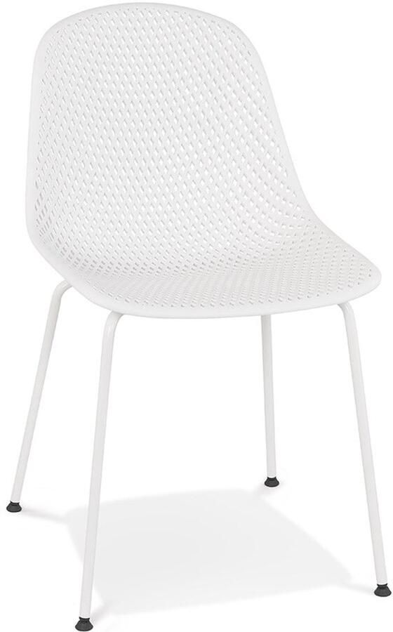 Witte Geperforeerde Design Stoel Moderne Zitplek Weerbestendig Polypropyleen