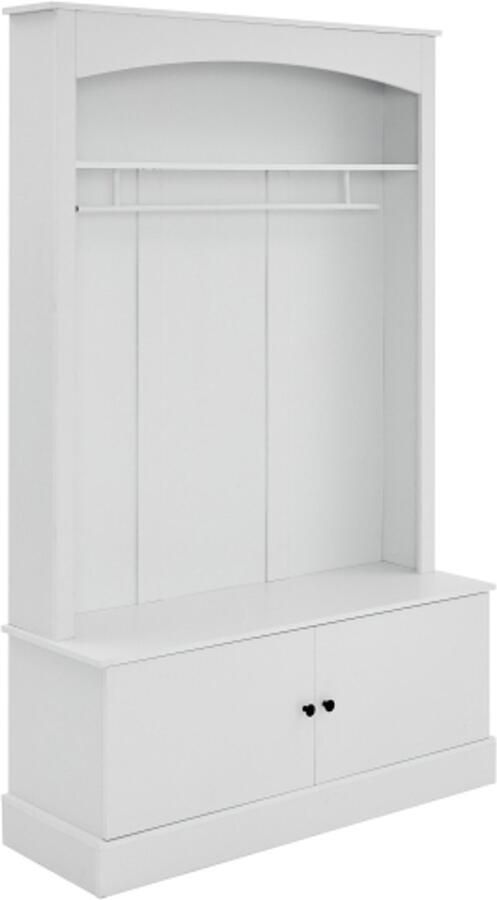 Witte halkast kapstok met schoenenbank Kledingkast garderobekast voor schoenen vrijstaand ruimtebesparend hal gang verstelbare planken