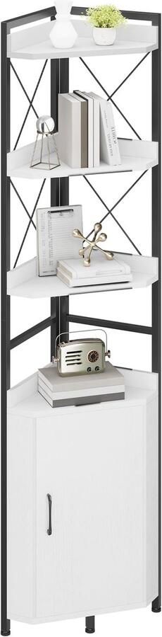 Witte hoekplank met 4 niveaus Industriële boekenkast Voor woonkamer kantoor