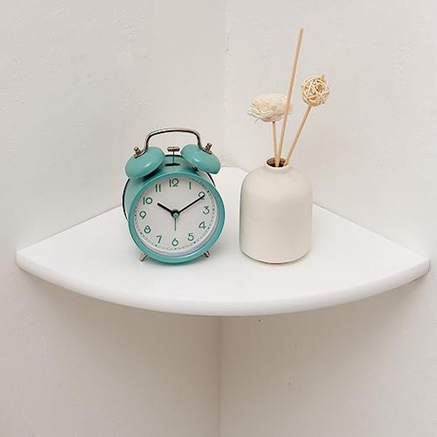 Witte hoekplank van eikenhout Zwevende wandplank voor planten boeken en decoratie in slaapkamer keuken en woonkamer