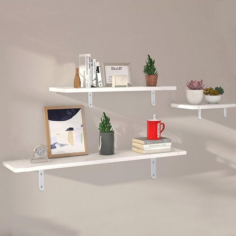 Witte Hoekplankhouder 4 Stuks Metalen Planksteunen 90 Graden Hoekconnector - Foto 2