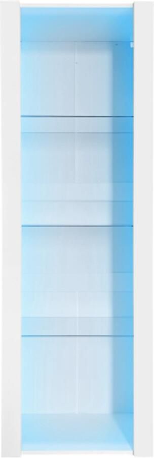 Witte hoogglans vitrinekast met LED-verlichting 3 glazen planken 55x38x166 cm vitrines staande vitrinekasten hoge kasten opbergkasten