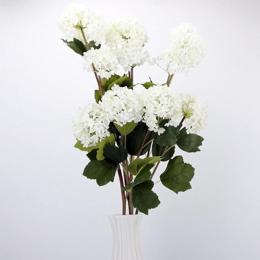 Witte hortensia kunstbloemen 3 stuks voor thuis keuken nepbloemen zijden hoteldecoratie- bloemstuk centerpieces tafel kunstboeket