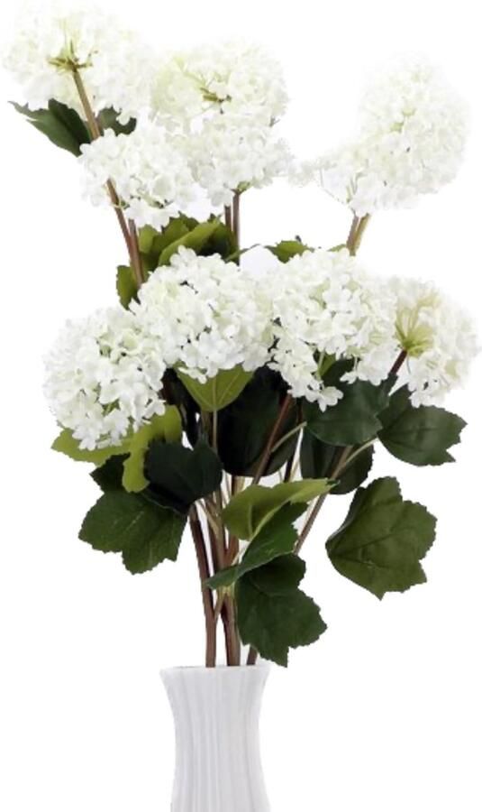 Witte hortensia kunstbloemen 3 stuks voor thuis keuken nepbloemen zijden hoteldecoratie- bloemstuk centerpieces tafel kunstboeket