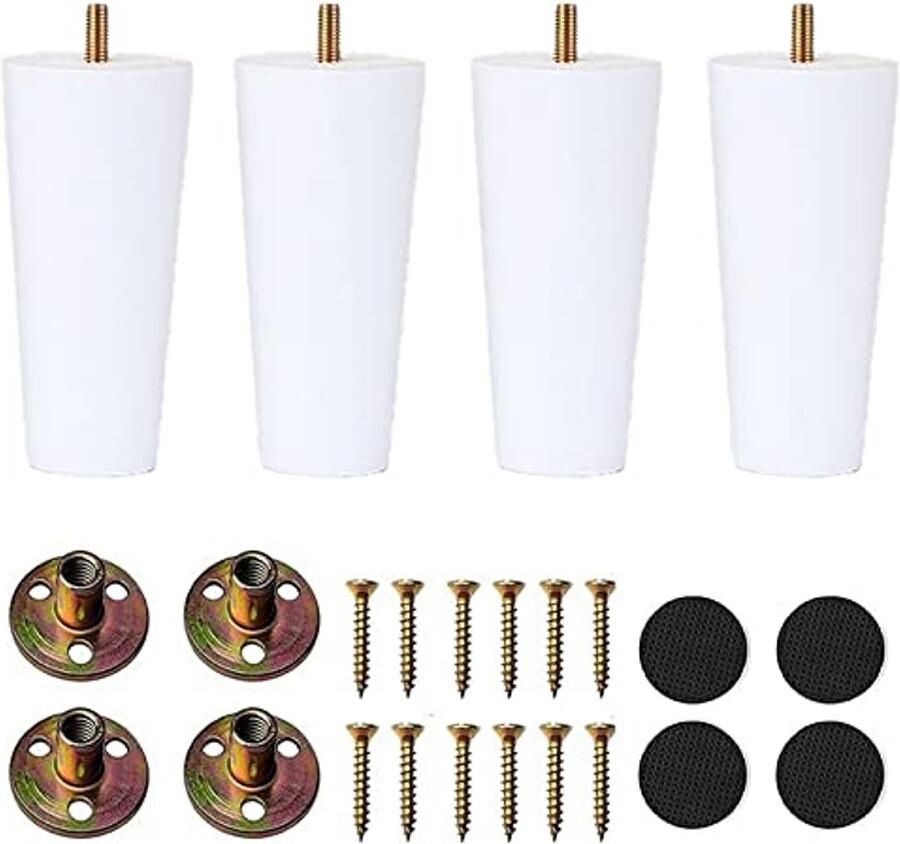 Witte houten meubelpoten voor banken en tafels 15 cm hoogte