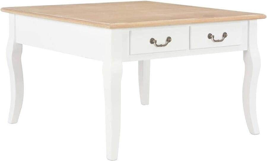 Witte Houten Salontafel met Lades Elegante Bijzettafel in Barokstijl