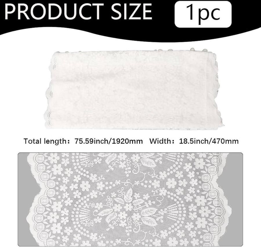 Witte Kant Tafelloper Vintage Eettafel Decoratie 1 stuk