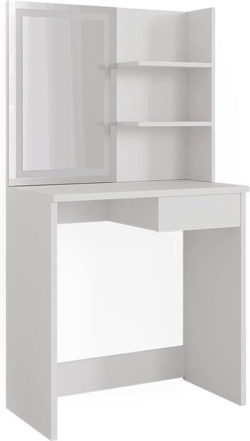 Witte Kaptafel met LED Spiegel 75 cm voor Elegant Make-up Gebruik