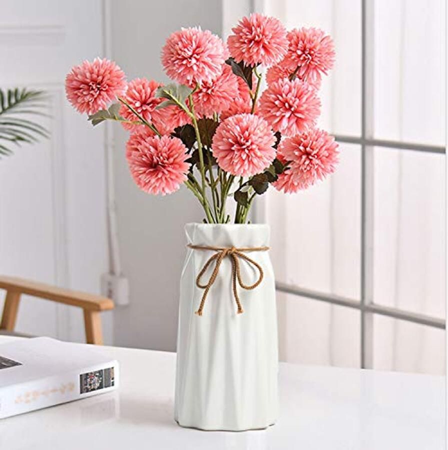 Witte Keramische Vaas voor Bloemen Decoratieve Tafel Vaas voor Woonkamer Slaapkamer en Kantoor