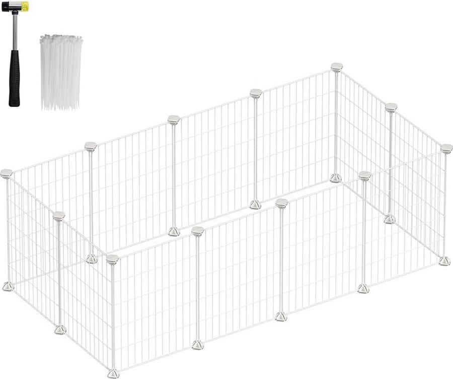 Rootz Living Rootz Witte metalen roosteropslagorganisator Draadroosterrek Roosterpaneelorganizer Duurzame ABS-kunststof connectoren Veelzijdige opslagoplossing Eenvoudige montage 123 cm x 63 cm x 41 cm