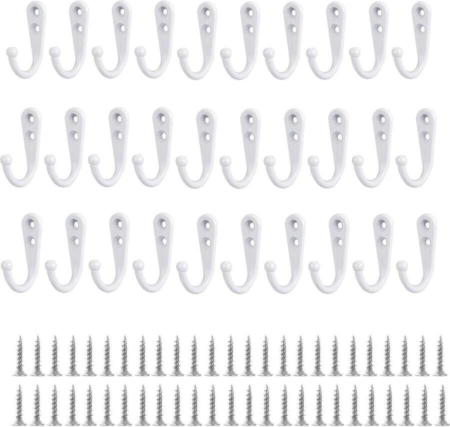 Witte Metalen Wandhaken Kapstokhaken voor Kleding 30 Stuks Metaal
