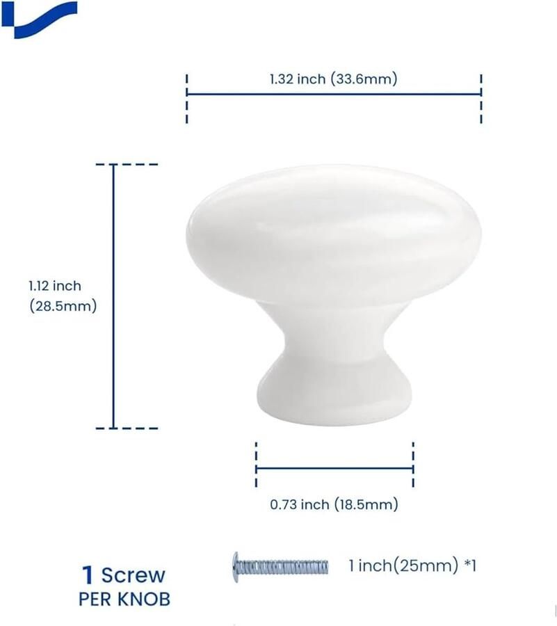 Witte meubelknoppen set van 4 metaal