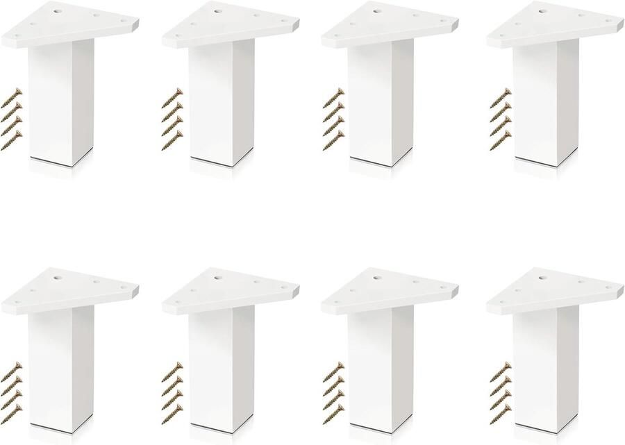 Witte Meubelpoten Set van 8 100 mm Hoog Vierkant Profiel