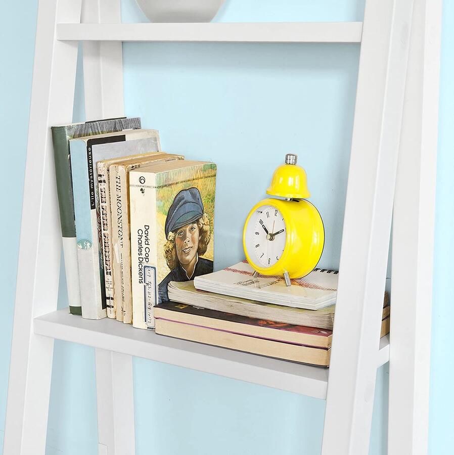 Witte Moderne 5-laags ladderplank opbergrek Wandplank Boekenkast