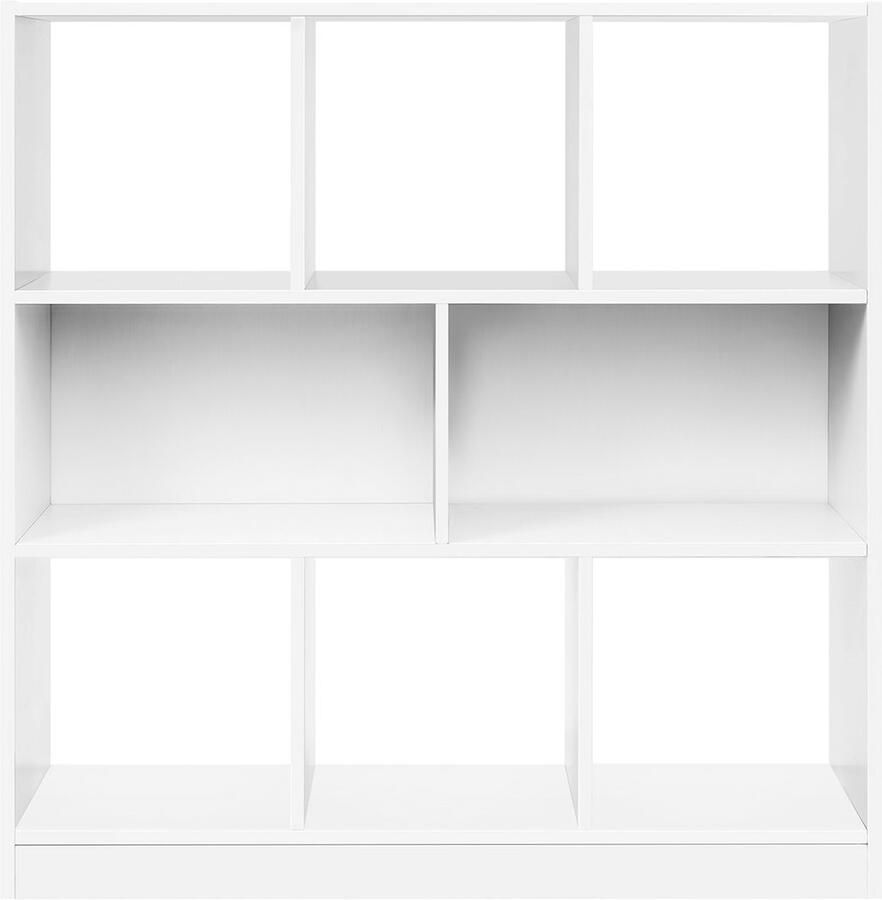 Witte moderne minimalistische boekenkast multifunctioneel vrijstaand opbergmeubel met 8 open vakken 97 5 x 30 x 100 cm geschikt voor woonkamer slaapkamer en kinderkamer