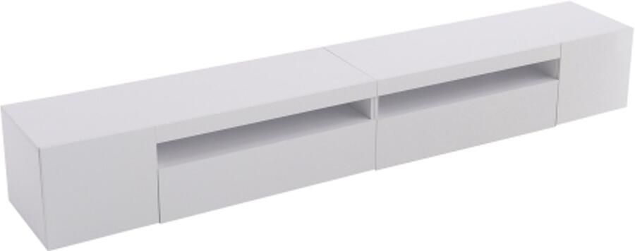 GOTAGEE Witte moderne tv-kast helder paneel variabele ledverlichting woon- en eetkamer 240cm (glanzend paneel geen hoogglans)