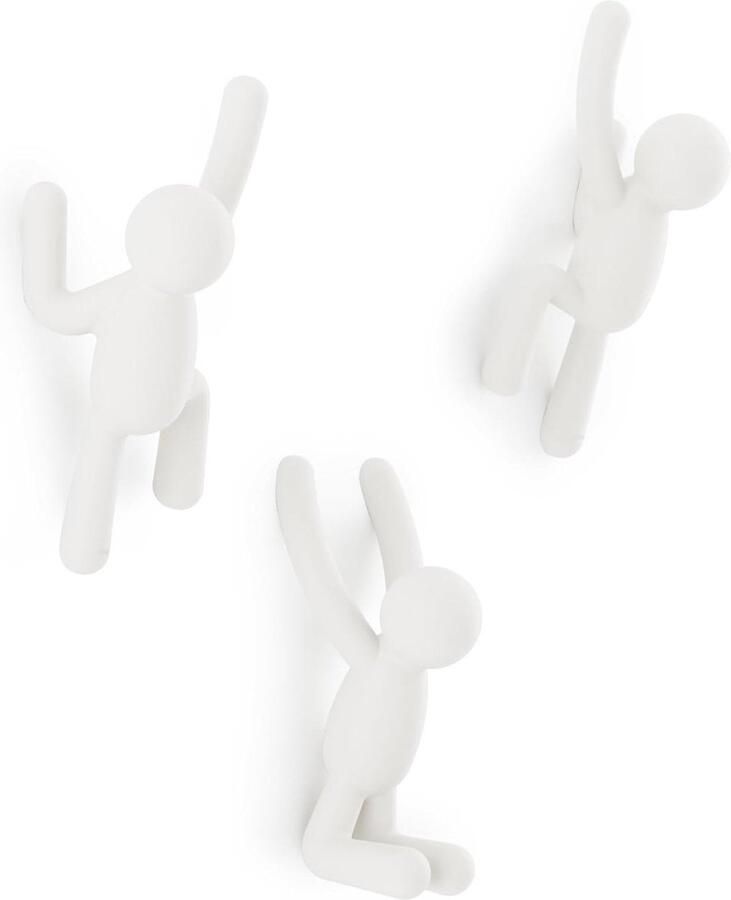 Buddy Wall Hooks and Unique Wall Decor Set of 3 White Modern Home Organization halmeubel met kapstok
