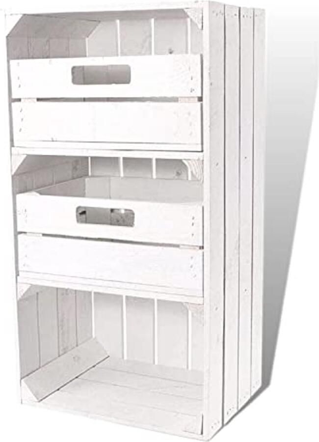 Witte Opbergkist met Laden 68 x 40 x 30 cm Modern Meubel voor Schoenen Boeken en Servies