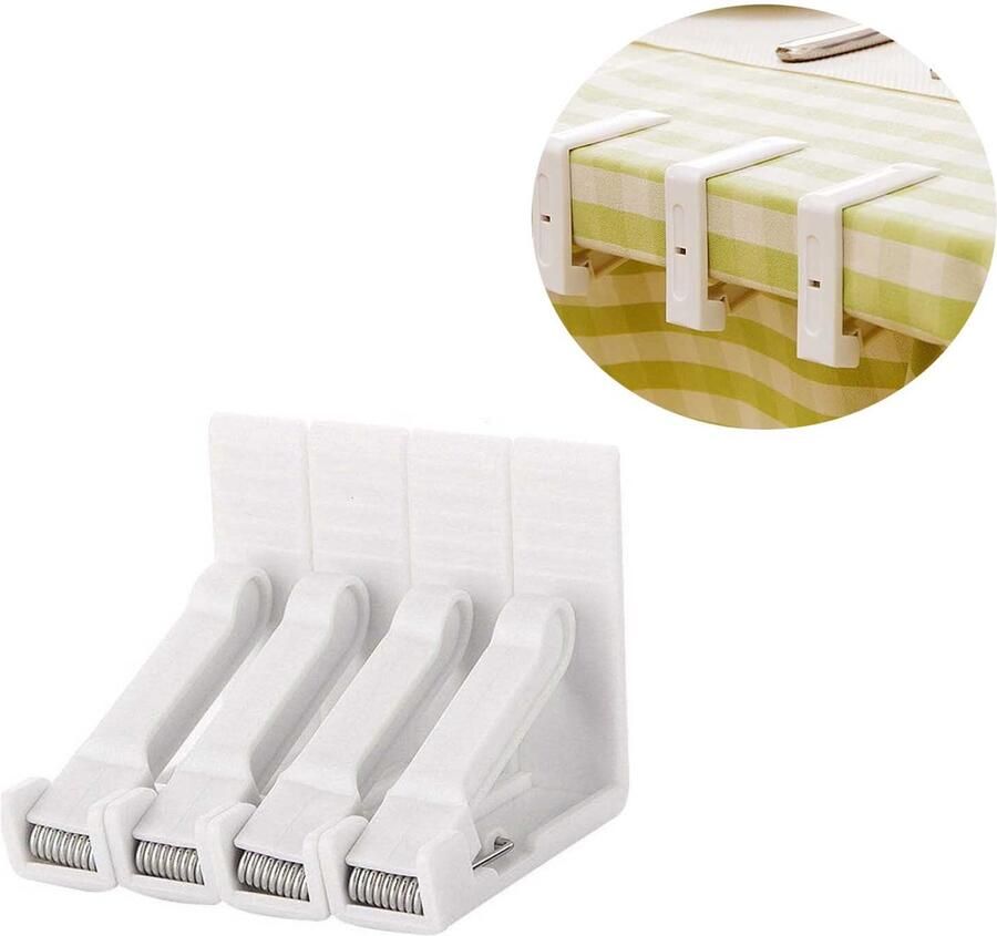 Witte plastic tafelkleedklemmen met verstelbare clips met hoge spanning Tafeldikte ca. 4 cm Tafelklemmen Perfect voor picknicks in restaurants bruiloften afstudeerfeesten 8 stuks Picknicktafelklemmen