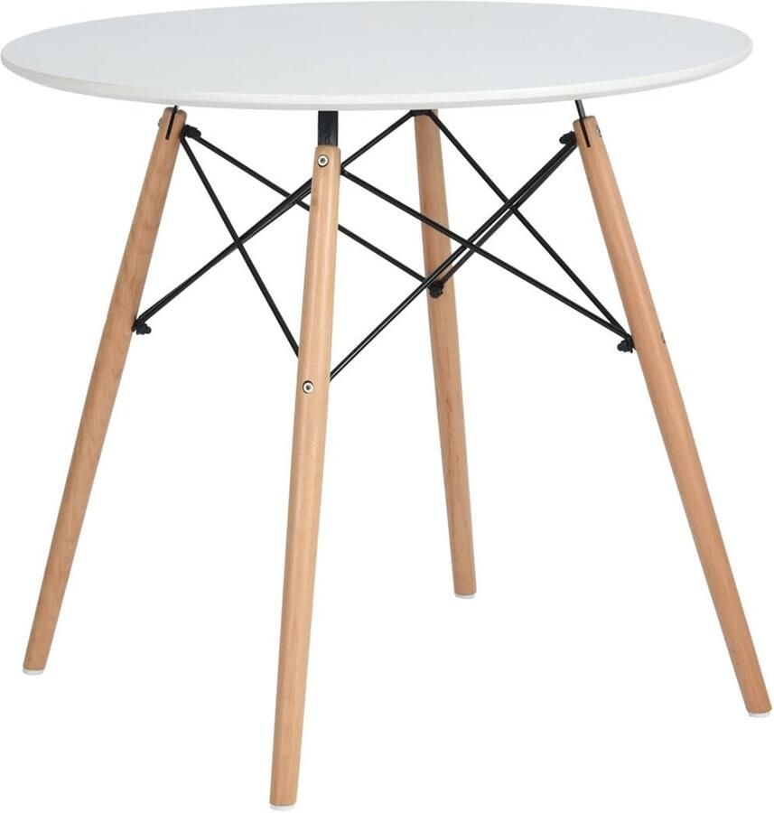 Witte ronde eettafel modern voor keuken en kantoor 74 x 80 cm