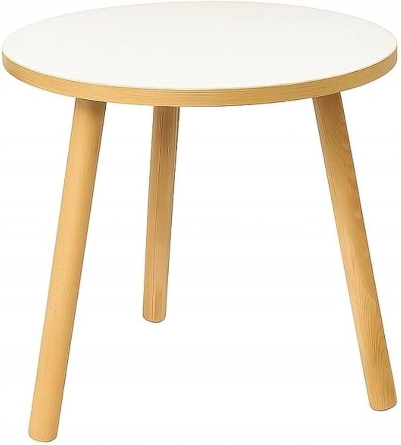 Witte ronde salontafel moderne bijzettafel 1 stuk hout