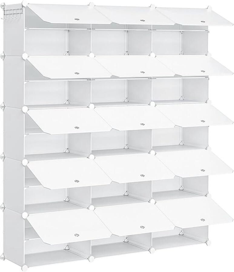 Witte schoenenkast EWT310SC01 15 vakken voor 54 paar schoenen (40x30x30 cm per vak)