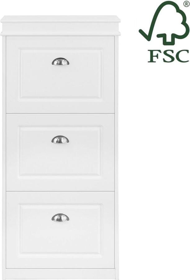 Rootz Living Rootz Witte Schoenenkast Schoenenkantelaar Schoenenorganizer FSC-gecertificeerd Stevige constructie Kan aan de muur worden bevestigd 53 cm x 117 cm x 24 cm