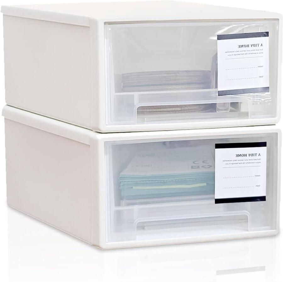 Witte stapelbare kunststof laden 2 stuks