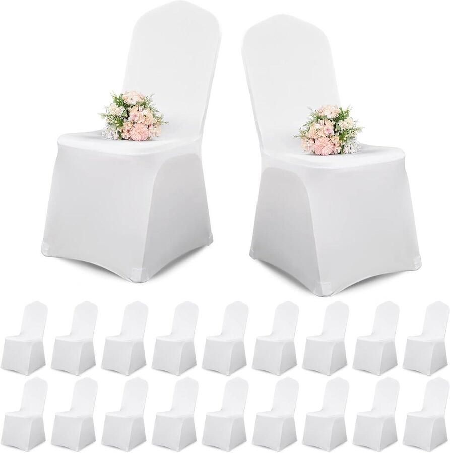Witte Stoelhoezen Stretch Lycra Geschikt voor Bruiloft en Feesten 20 Stuks Polyester