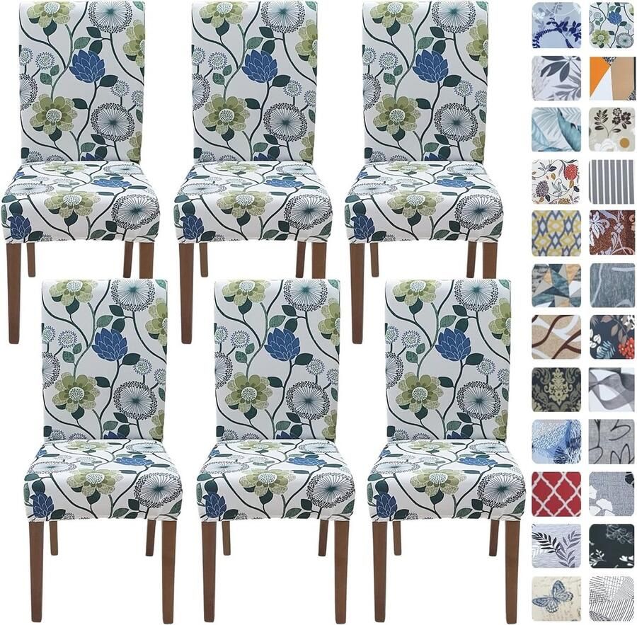 Witte Stretch Eetkamerstoelhoezen Set van 6 Wasbare Spandex Slipcovers voor Feest en Thuisdecoratie