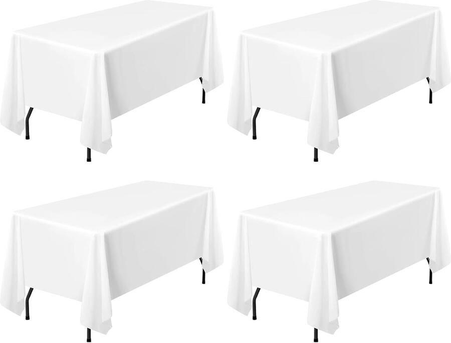 Witte Tafelkleden Duurzaam en Herbruikbaar Set van 4 152 x 320 cm Polyester