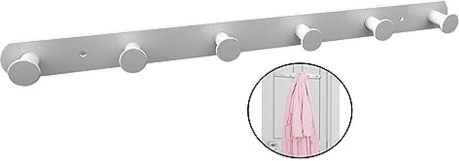 Witte Wandkapstok met 6 Haken voor Badkamer Slaapkamer en Keuken