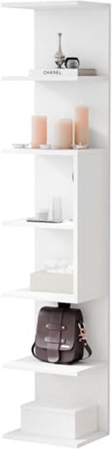 Witte Wandplank Zwevende Boekenkast en Opbergplanken voor Slaapkamer en Woonkamer 7 Planken