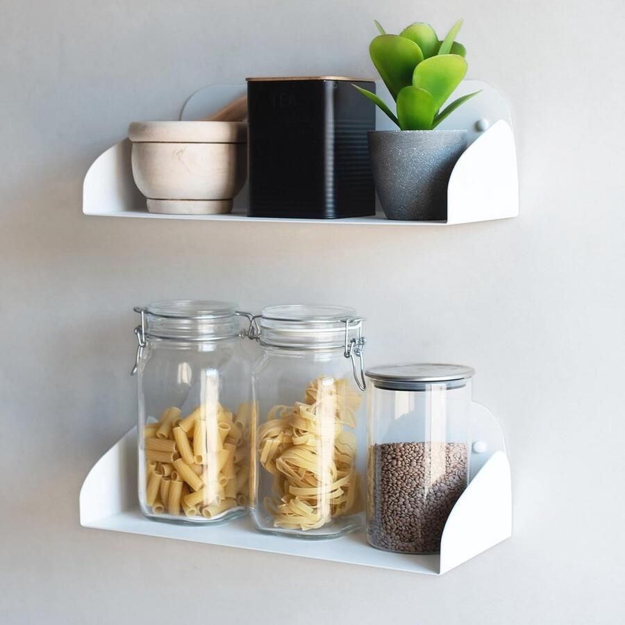 Witte Wandplanken van Metaal 40 x 16 cm Zwevende Planken voor Boeken en Huishoudelijke Artikelen