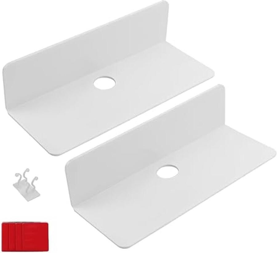 Witte wandplanken zonder boren 2 stuks acryl voor keuken badkamer en kantoor