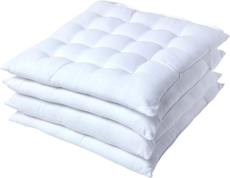 Witte zitkussens voor eetkamerstoelen Set van 4 100% katoen 40 x 40 cm