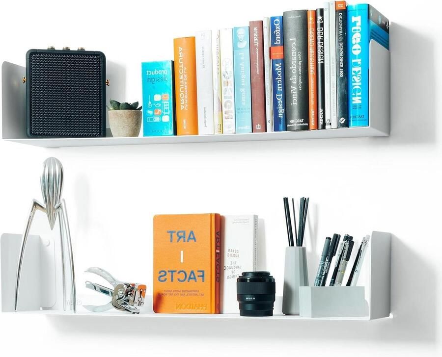 Witte zwevende boekenkast wandplank metalen houder Prateleira decoratie onzichtbare plank woonkamer slaapkamer badkamer