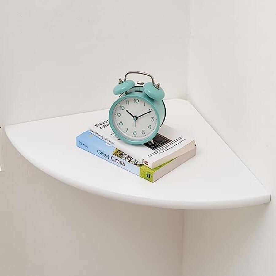 Witte zwevende hoekplank van eikenhout multifunctionele wandplank voor planten en decoratie