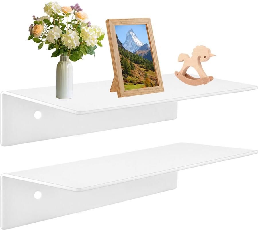 Witte zwevende plank multifunctioneel 1 stuk acryl 30x15x7 cm